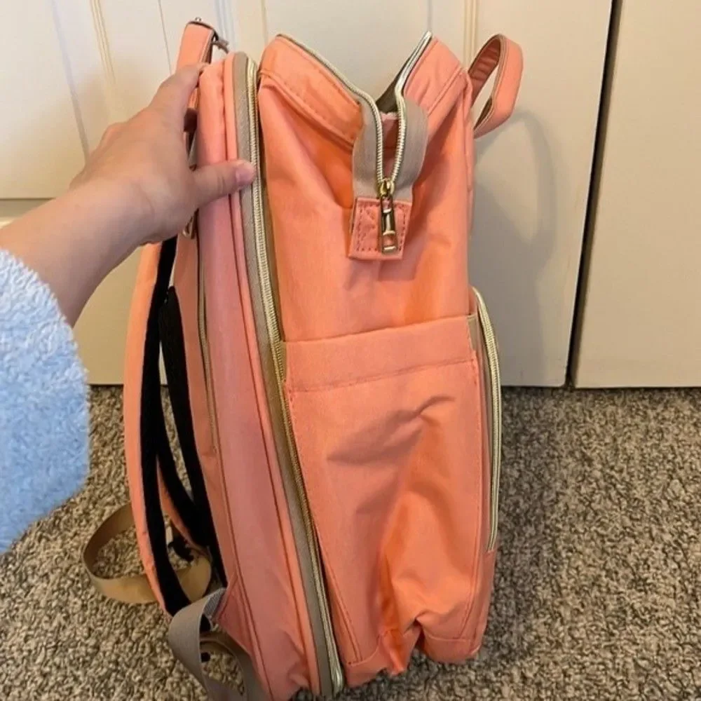 HOTBEST Coral Pink Diaper Bag Backpack NWOT